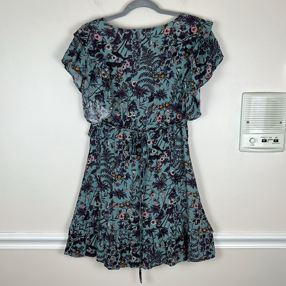 NWT Miami Francesca’s Harvey A6 Teal Ruffled Floral Dress, Size Small - Picture 5 of 13